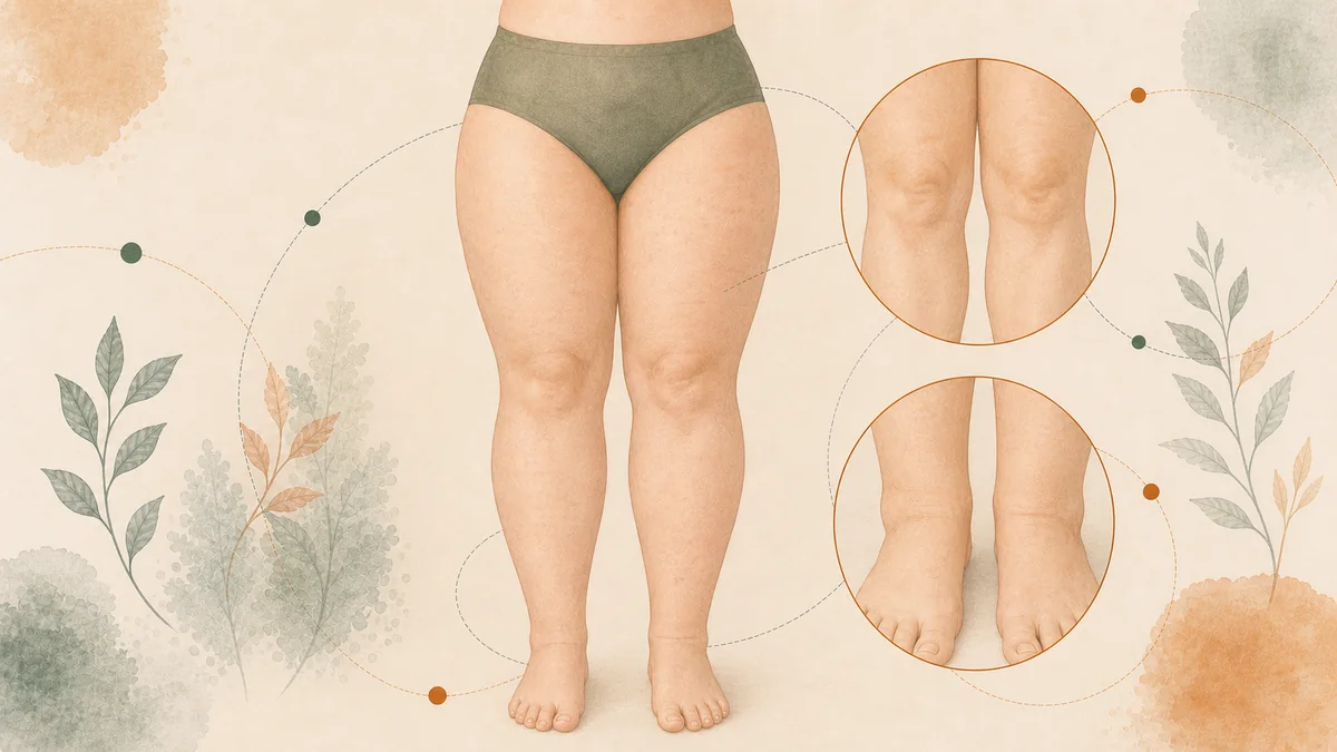 Illustration showing the typical lipedema leg distribution pattern from hips to ankles with the cuff sign
